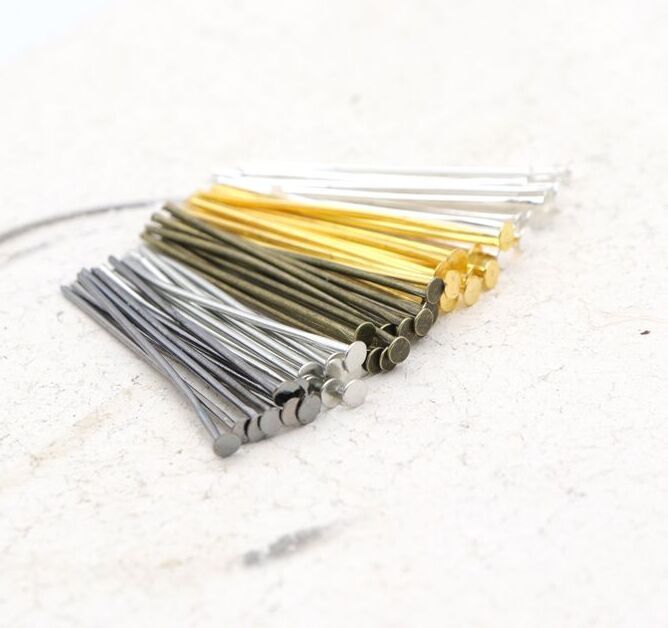 Silver Gold Bronze Plated Alloy Head Pins For Jewelry Making